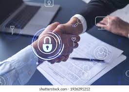 Handshake with shield icon overlay representing protected deals